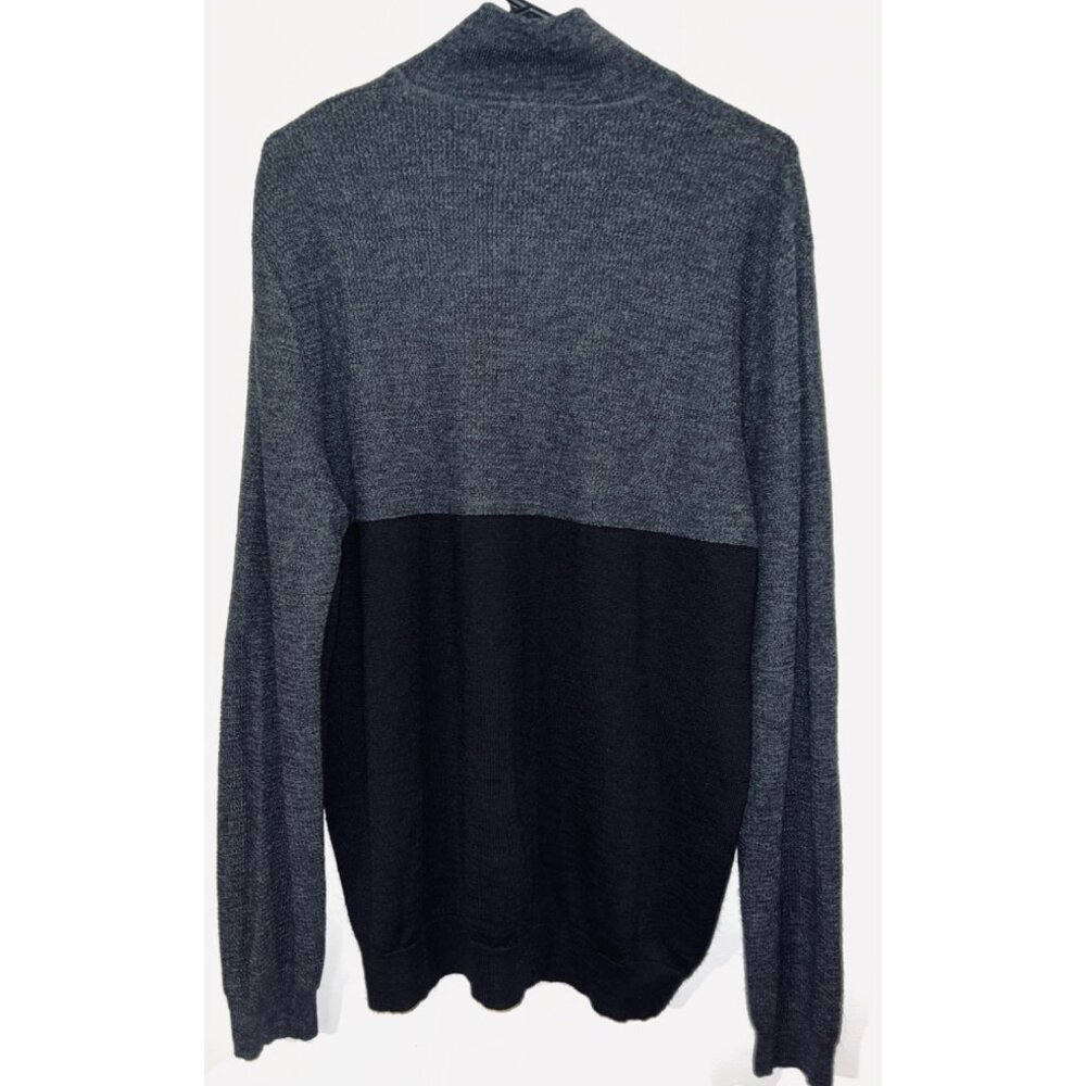 Calvin Klein Mens Italian Yarn Half-Zip Sweater L Gray & Black - Picture 2 of 3